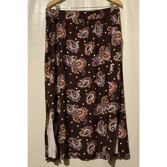 Terra & Sky Dresses & Skirts - TERRA & SKY Womens Plus 0X ~ 14W Paisley Print Max Skirt Pockets Soft Material